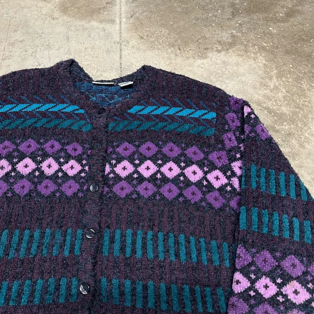 Vintage‎ Fashion Bug Women's Cardigan Sweater Size XL Geometric Pattern